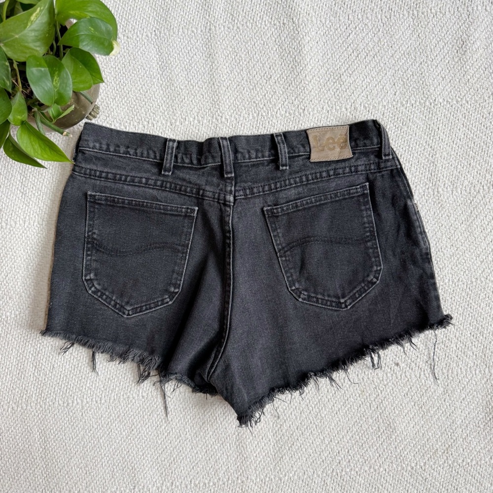 Vintage LEE Upcycled Black Denim Cut Off Festival Jean Shorts - Picture 6 of 6